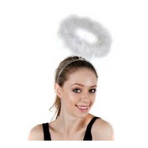 White Marabou Angel Halo Halloween Headband one size